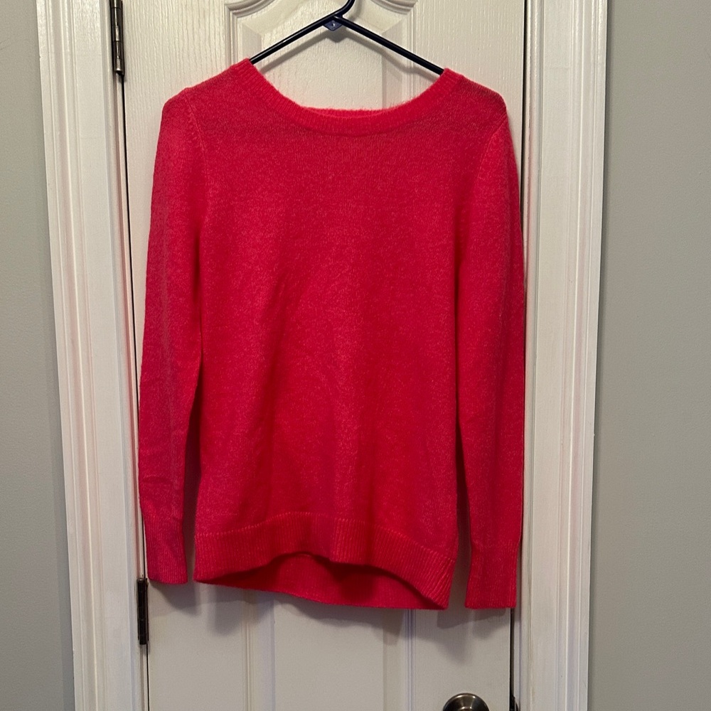 LOFT Vibrant Pink Crew Neck Sweater